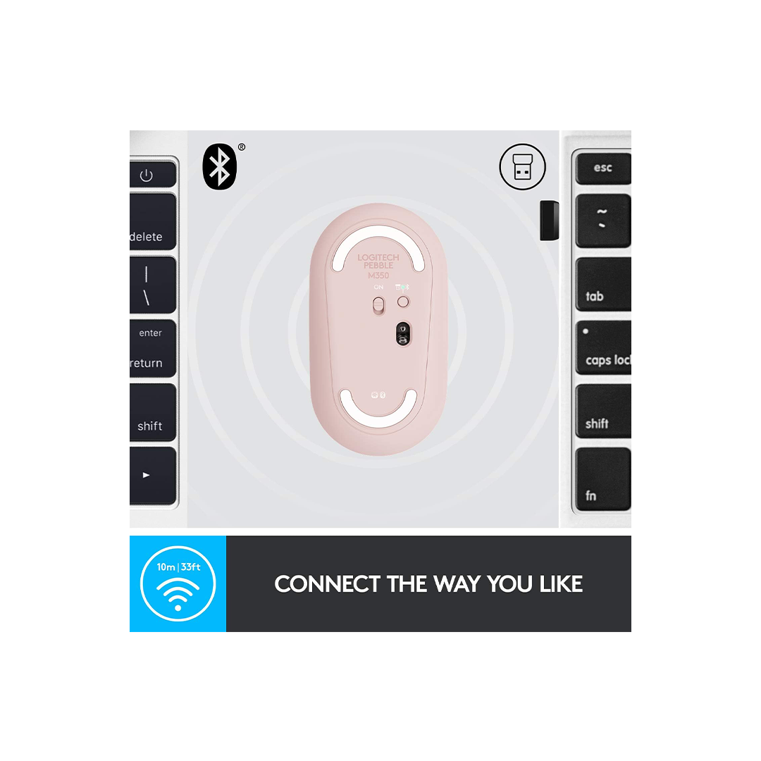 Logitech Pebble Wireless Mouse M350 - Rose in Qatar Logitech Pebble Wireless Mouse M350 - Rose in Qatar